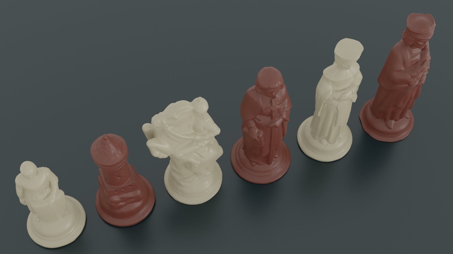RENAISSANCE Chess Pieces OBJ 3MF blender 3D print model_4