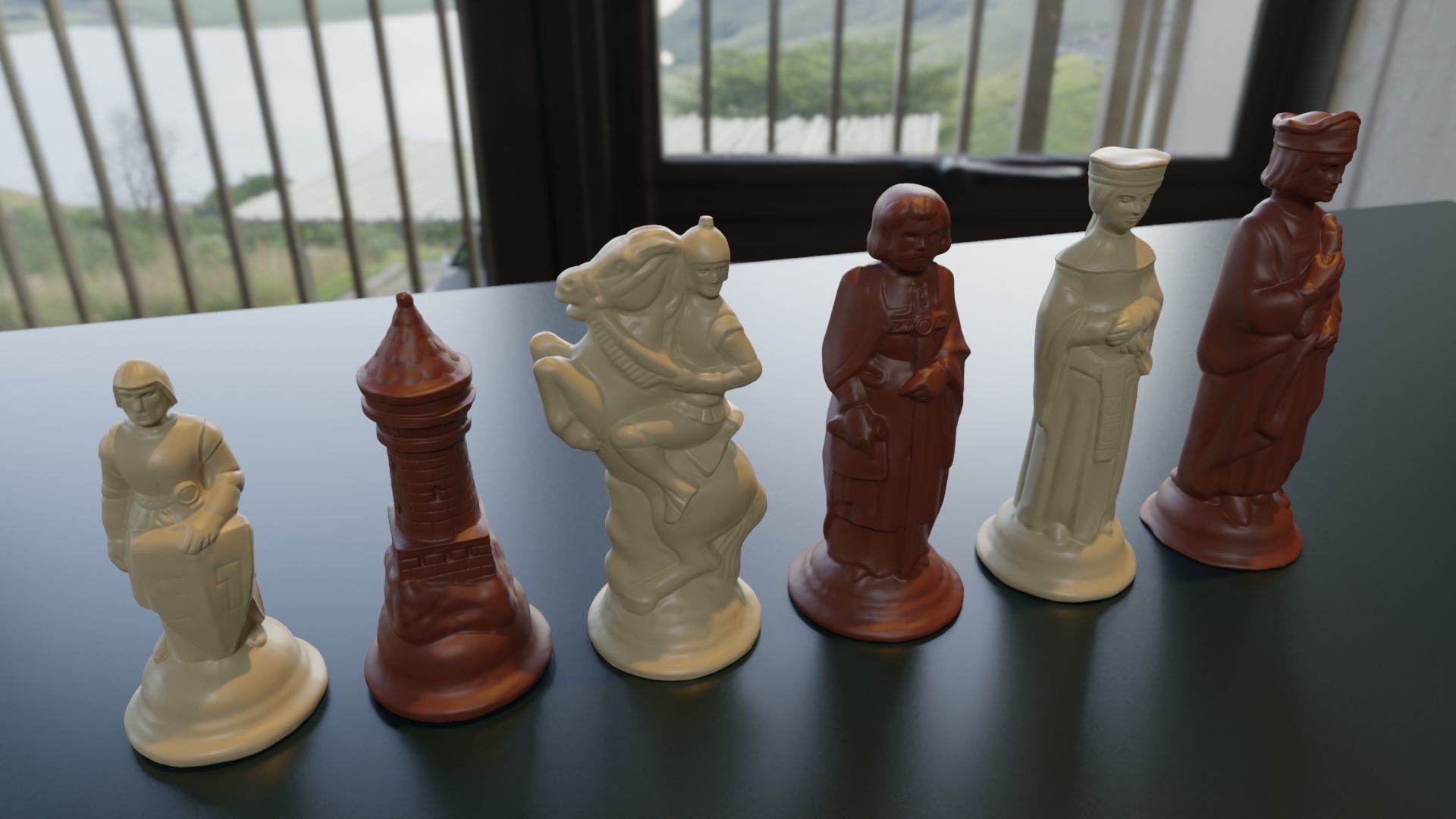RENAISSANCE Chess Pieces OBJ 3MF blender 3D print model_5