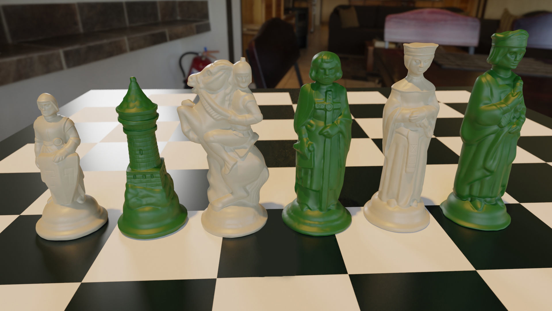 RENAISSANCE Chess Pieces OBJ 3MF blender 3D print model_2