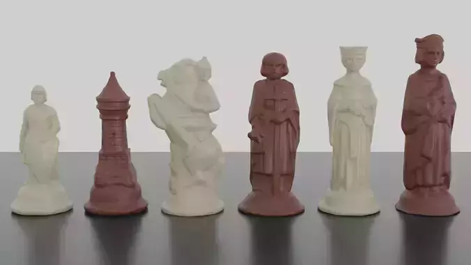 RENAISSANCE Chess Pieces OBJ 3MF blender 3D print model