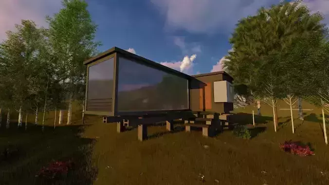 cottage house on stilts