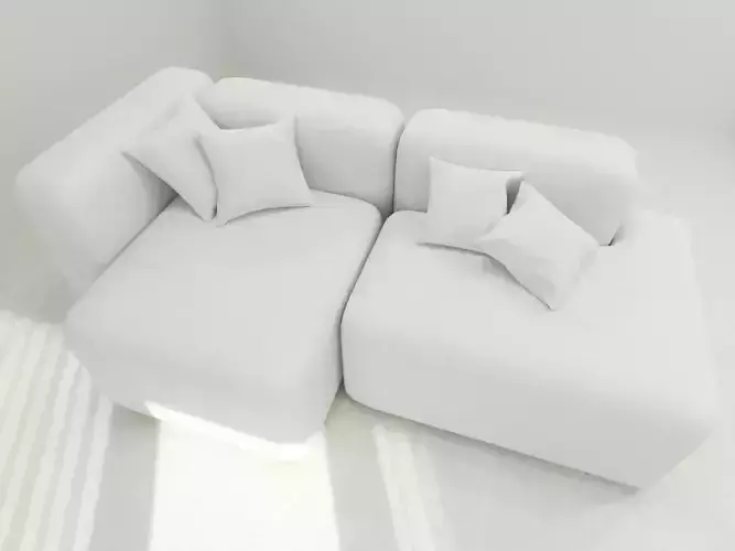 Sofa Couch Lounge Settee Pillows White 3D model