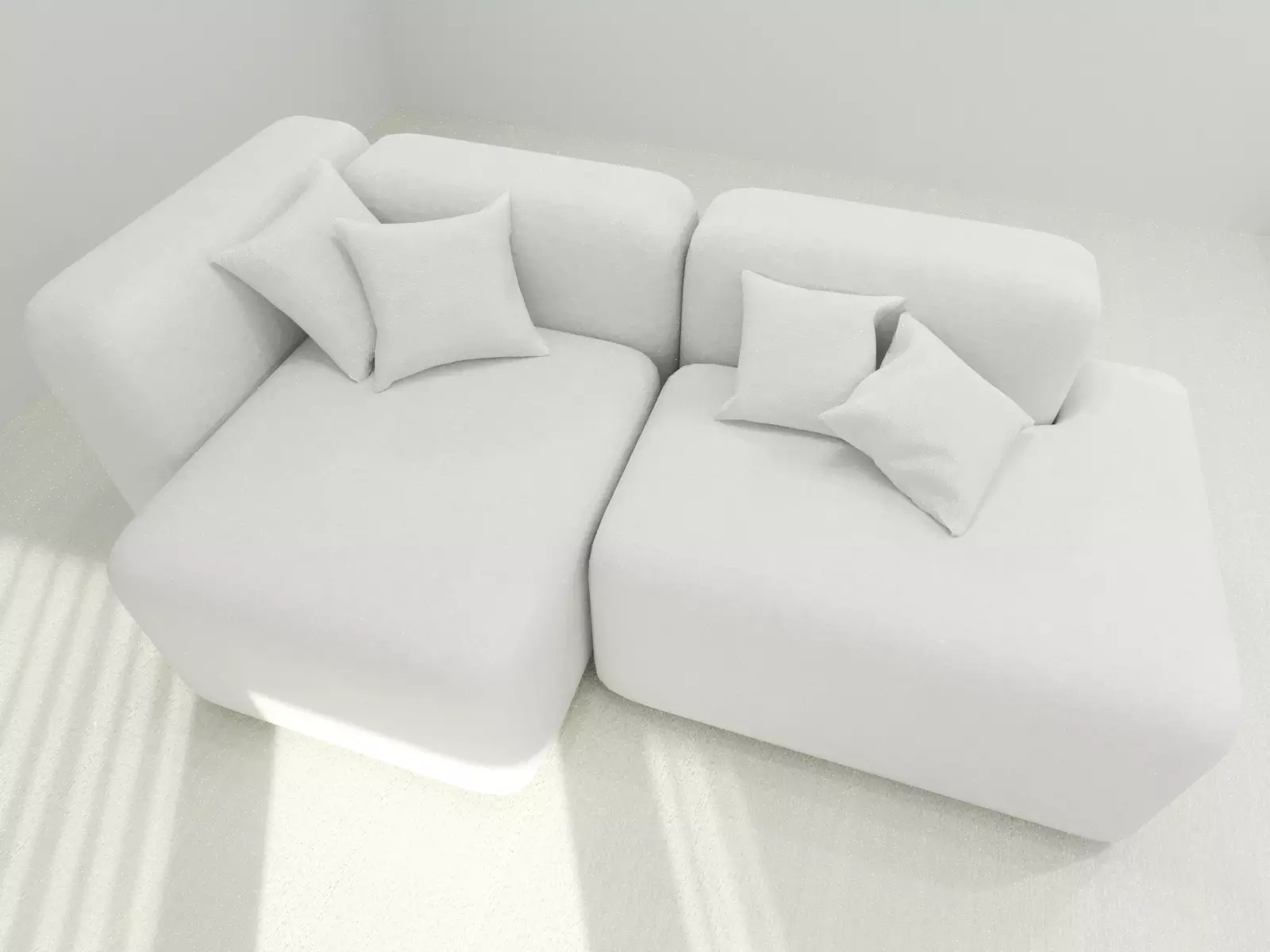 Sofa Couch Lounge Settee Pillows White 3D model_0