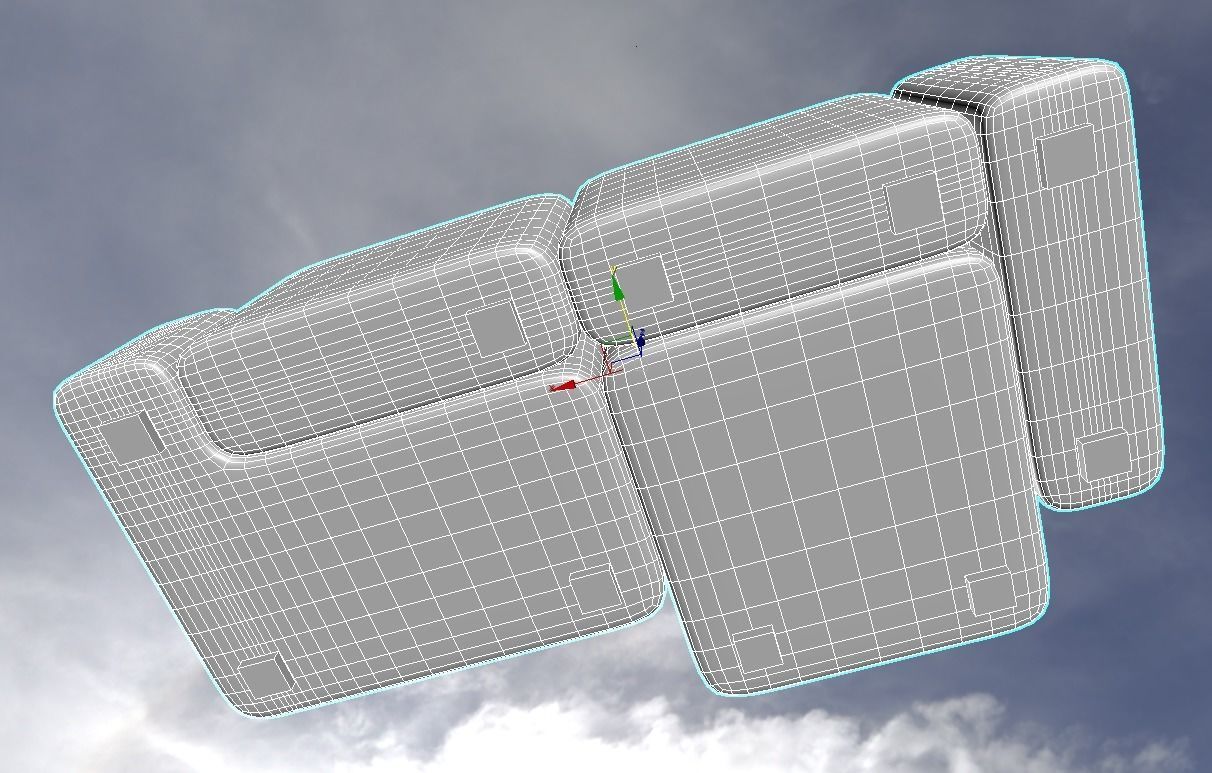 Sofa Couch Lounge Settee Pillows White 3D model_4