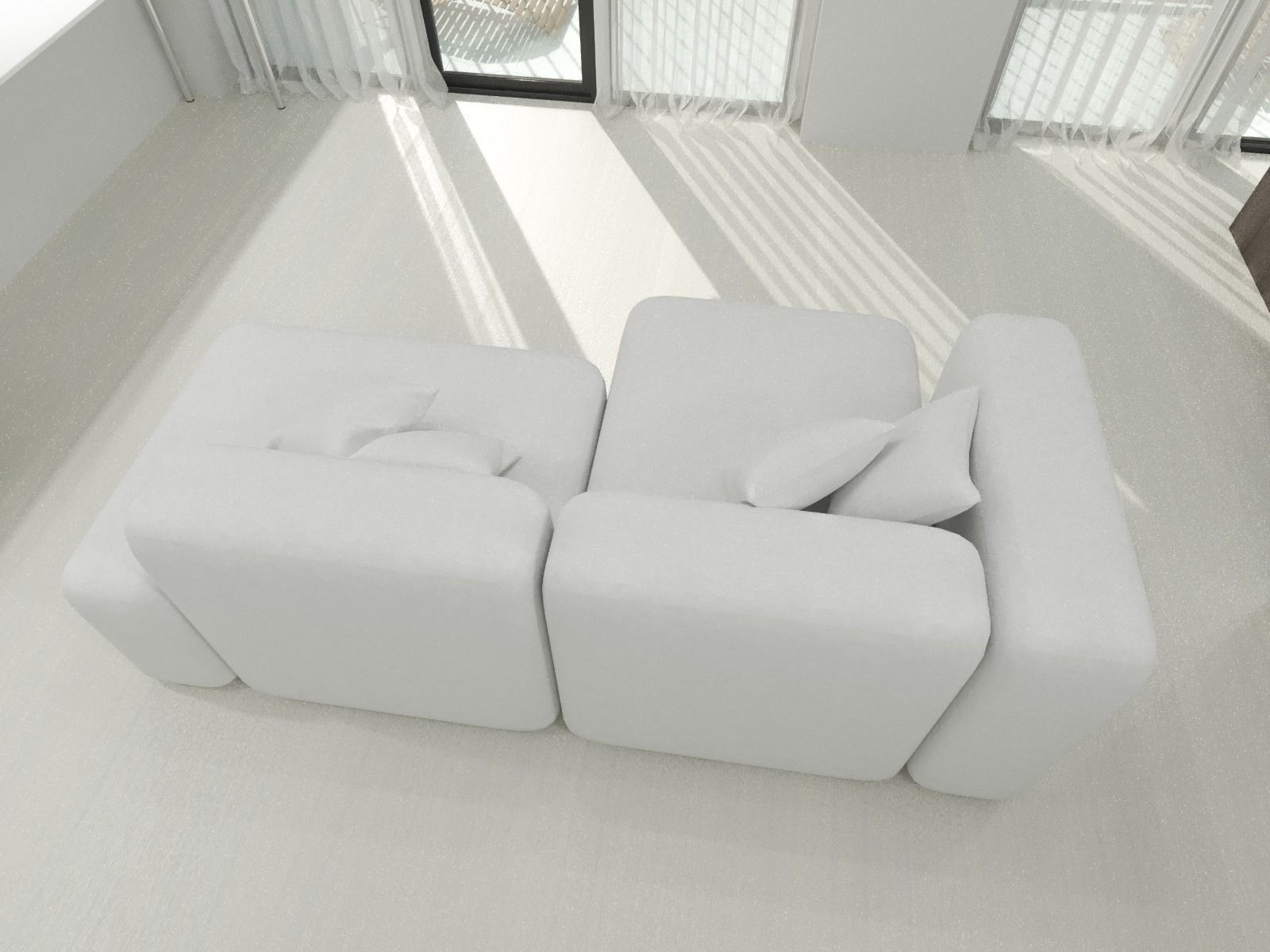Sofa Couch Lounge Settee Pillows White 3D model_1