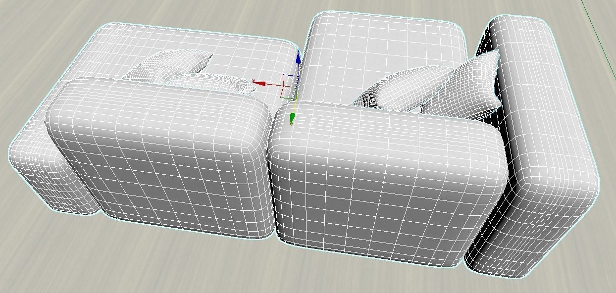 Sofa Couch Lounge Settee Pillows White 3D model_3