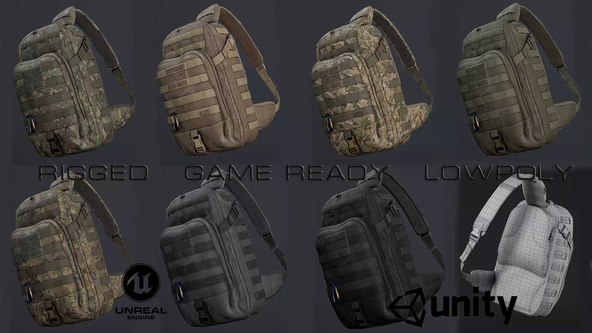 Moab Rush tactical bag Low-poly 3D model_0