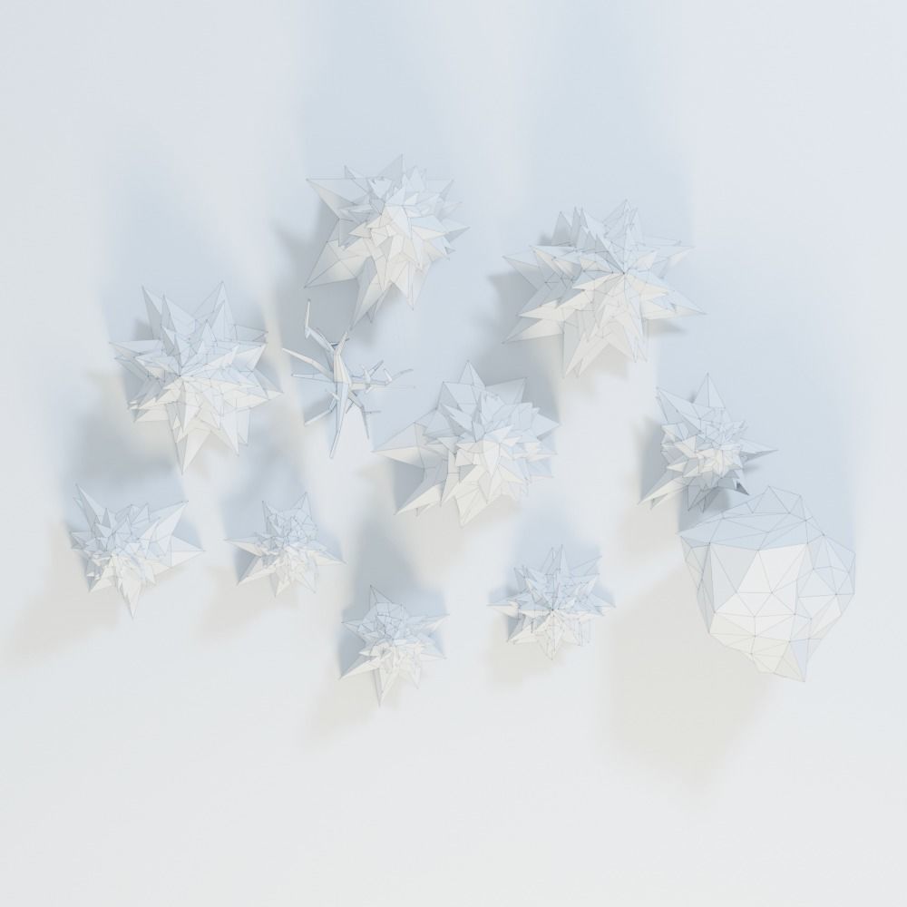 Low Poly Trees group of in origami style Low-poly 3D model_8