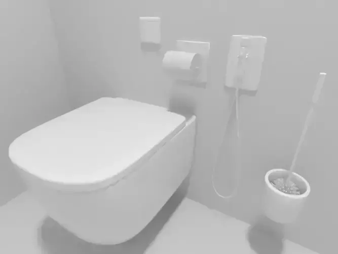 Toilet Kit - bowl - paper - brush - hygienic shower - button 3D model