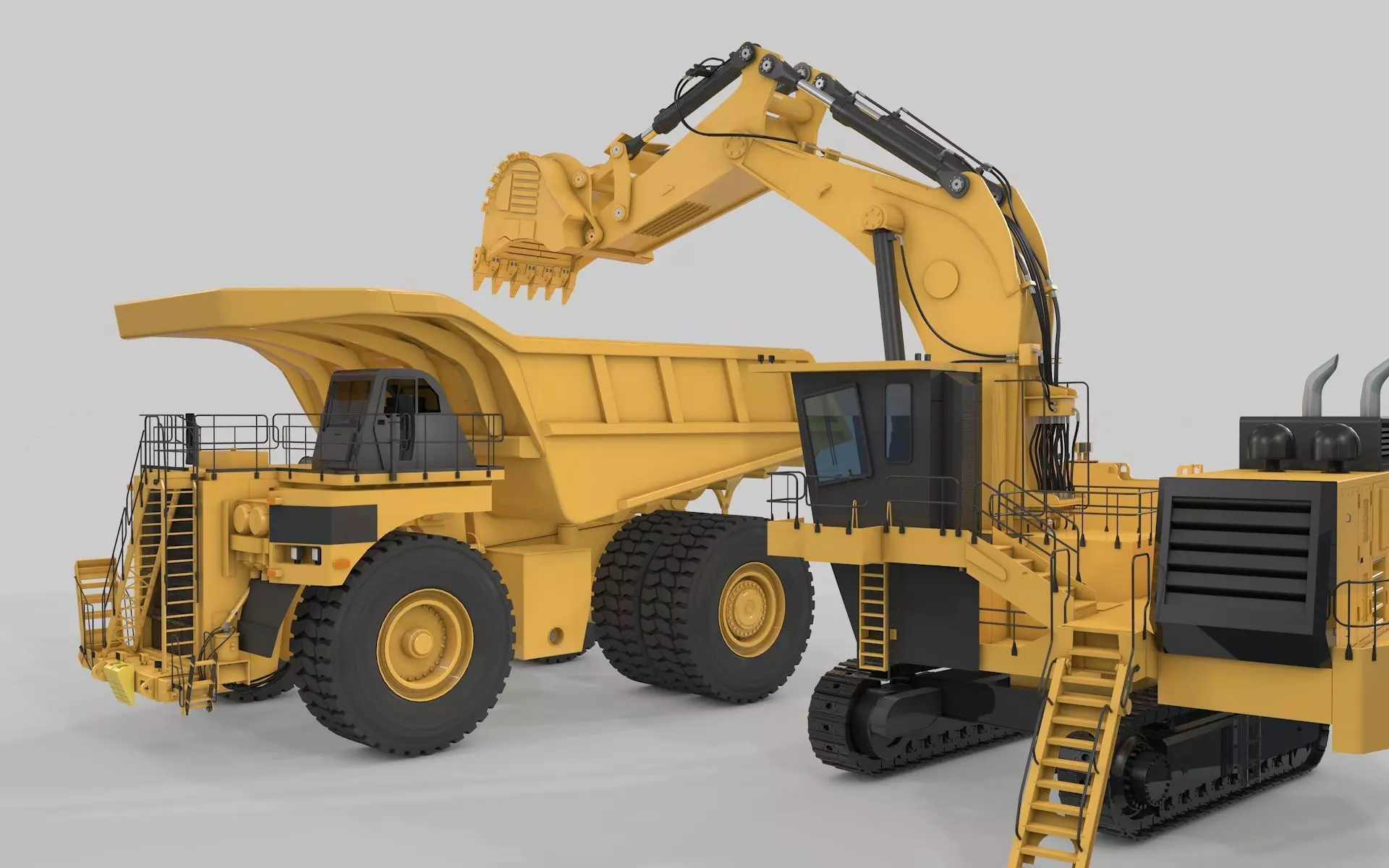 Mining Excavator and Truck 3D Model Collection_0