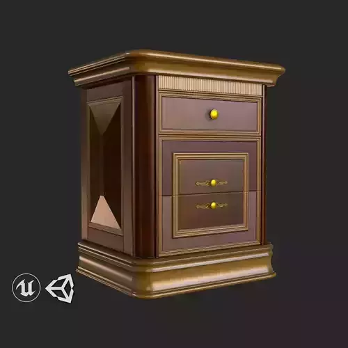 Vintage Furniture Bedside Table PBR Game Ready