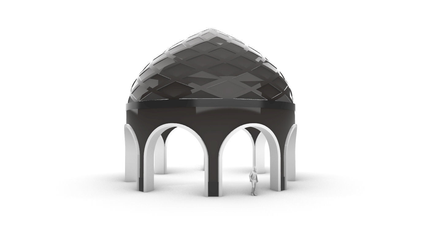 Dome Temple Diamond Pattern 3D model_56