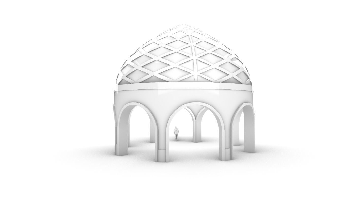 Dome Temple Diamond Pattern 3D model_30