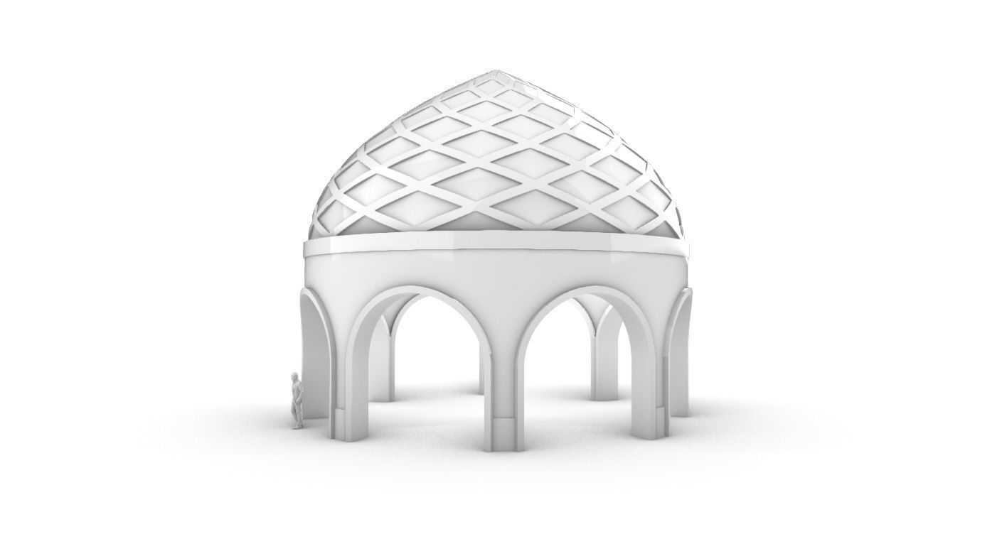 Dome Temple Diamond Pattern 3D model_12