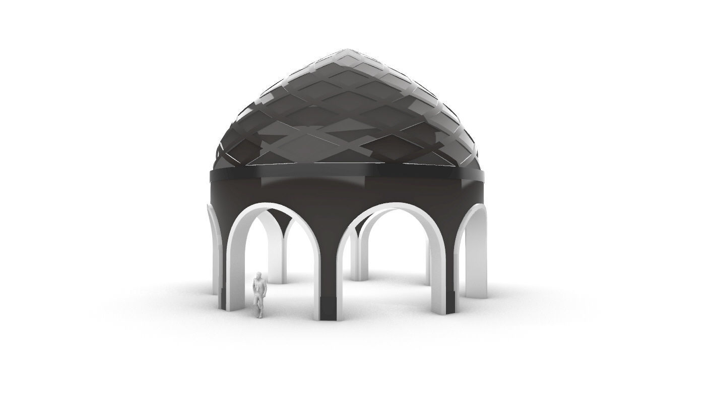 Dome Temple Diamond Pattern 3D model_5