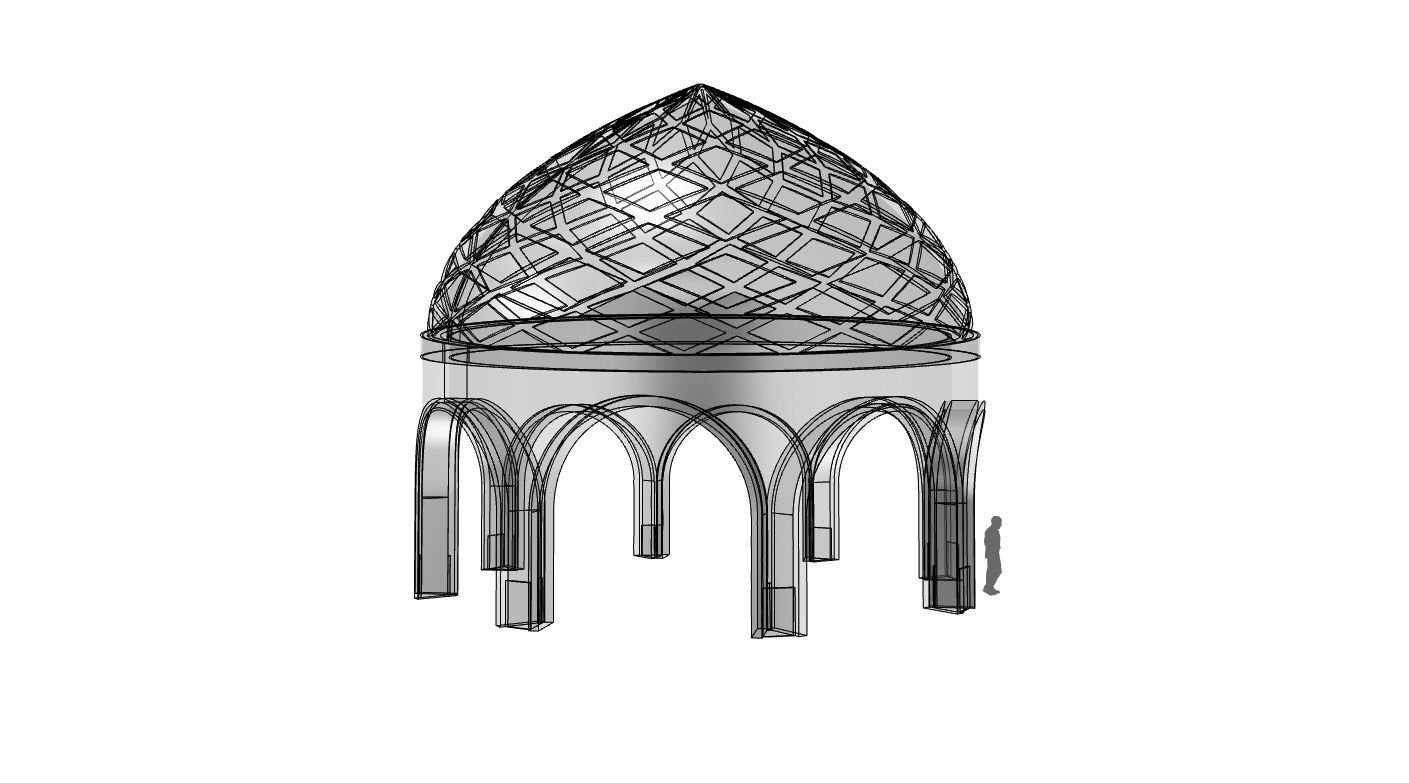 Dome Temple Diamond Pattern 3D model_49