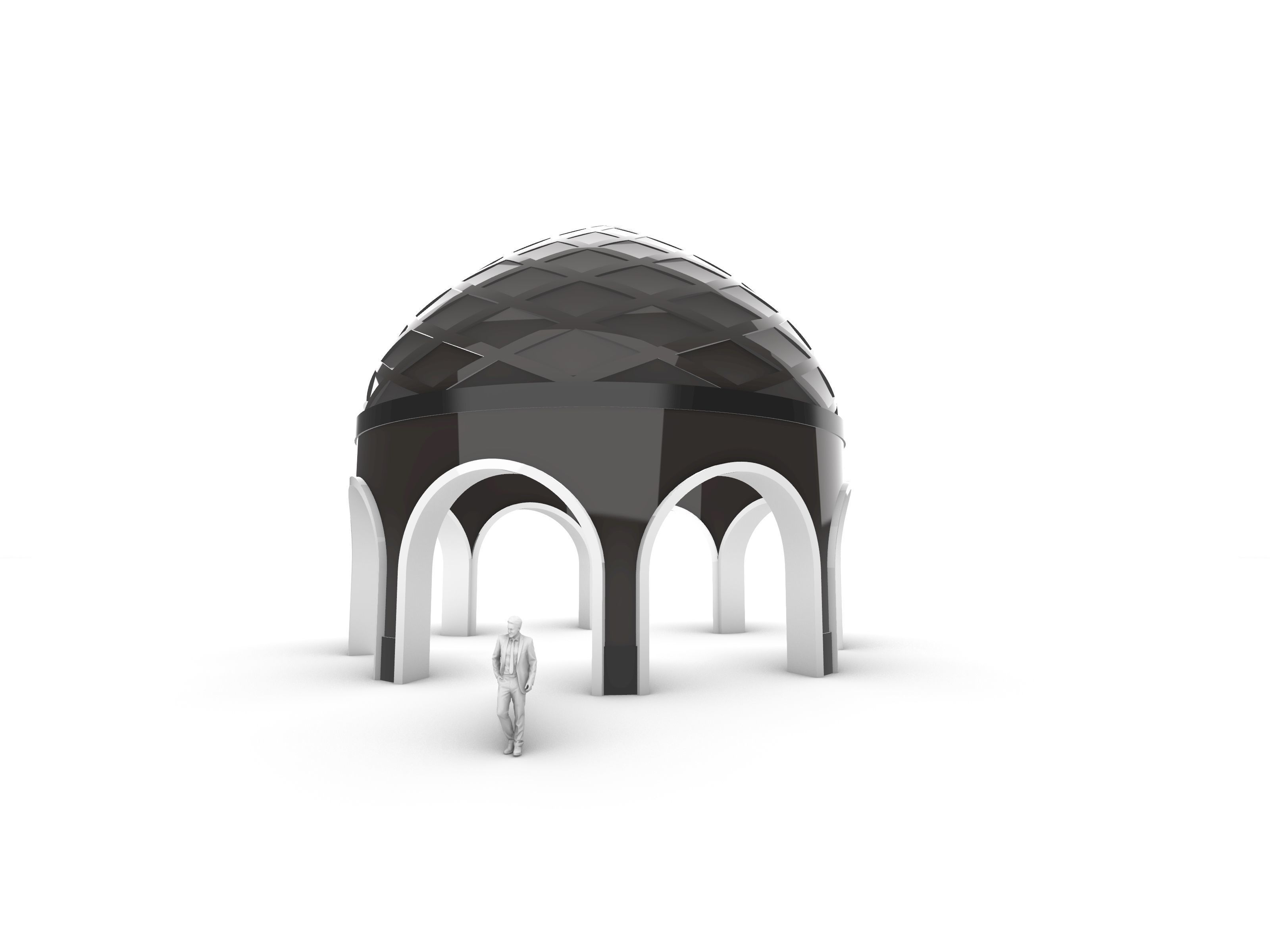 Dome Temple Diamond Pattern 3D model_1