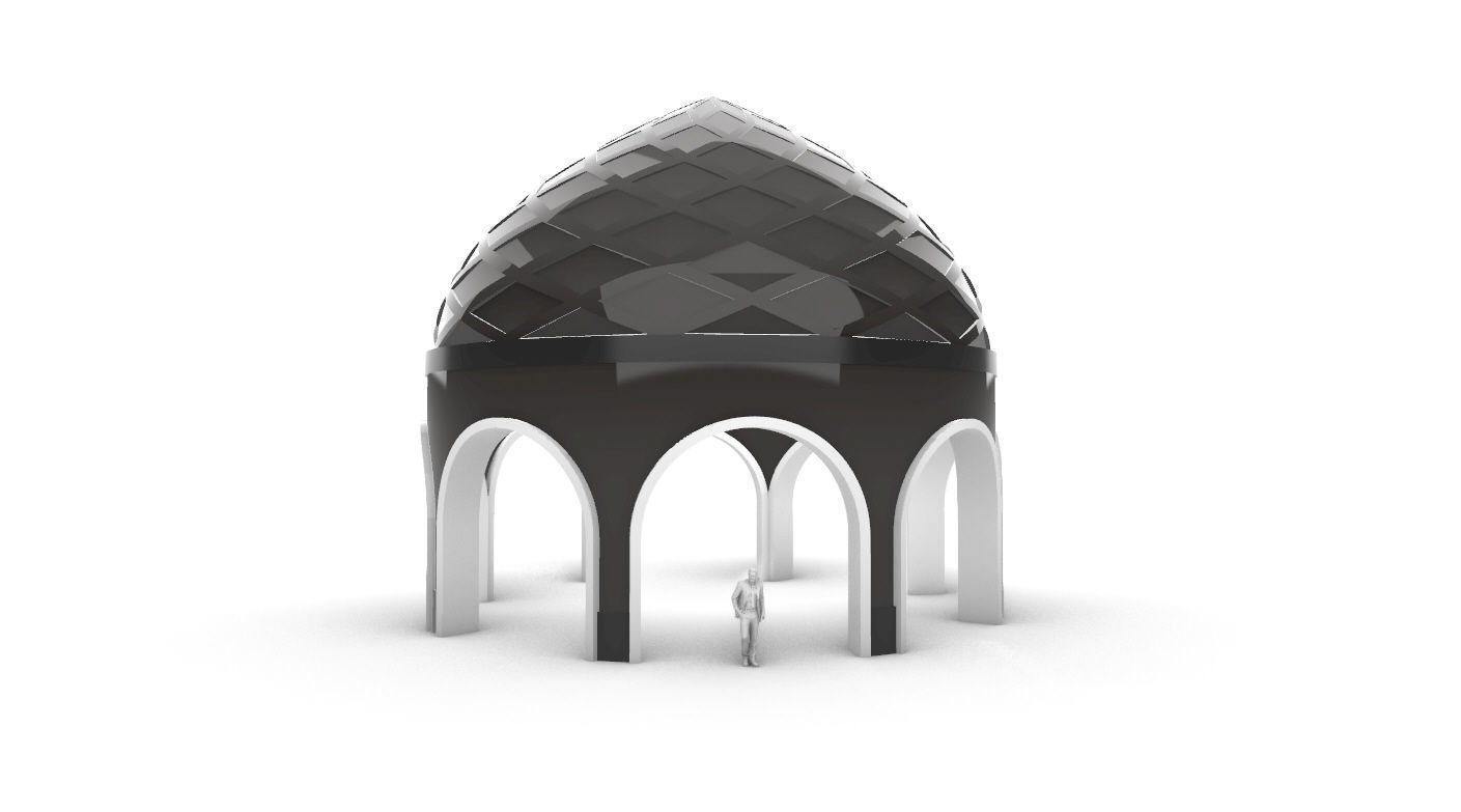 Dome Temple Diamond Pattern 3D model_59