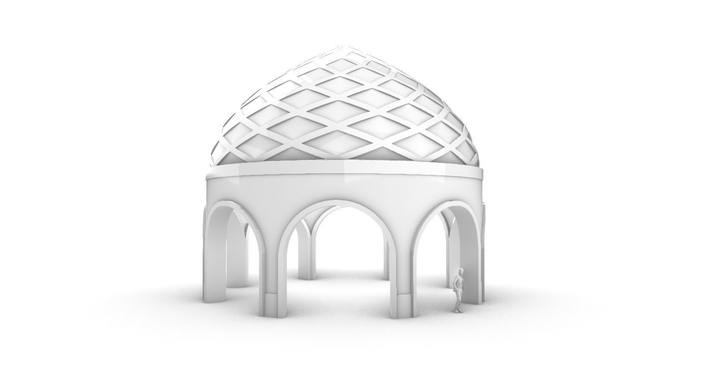 Dome Temple Diamond Pattern 3D model_54