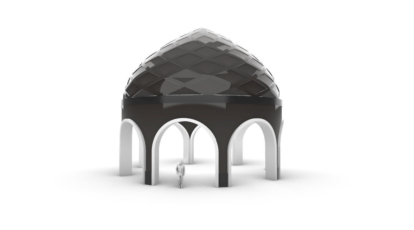 Dome Temple Diamond Pattern 3D model_2