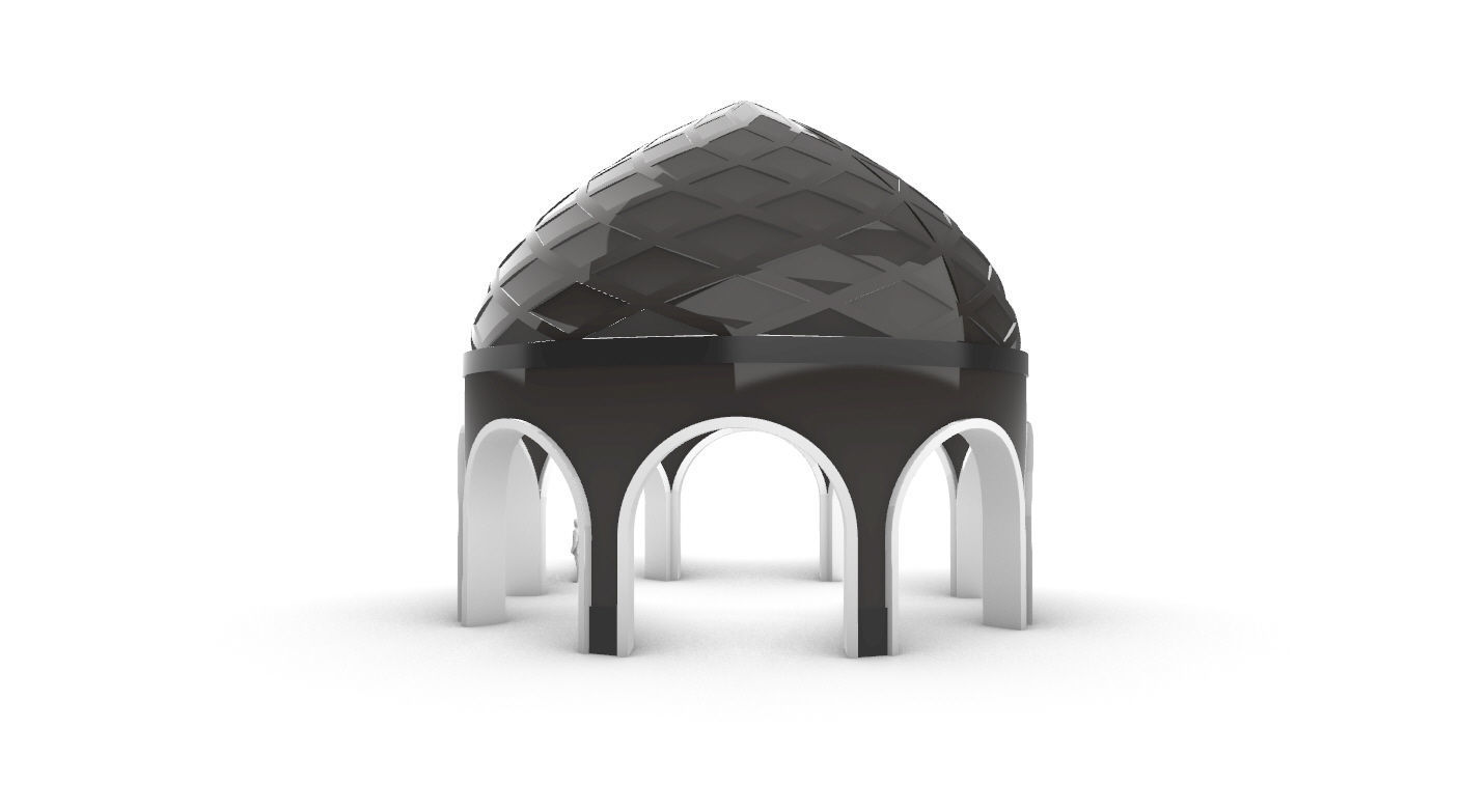 Dome Temple Diamond Pattern 3D model_23