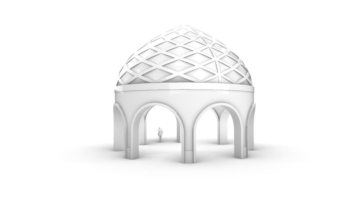 Dome Temple Diamond Pattern 3D model_27