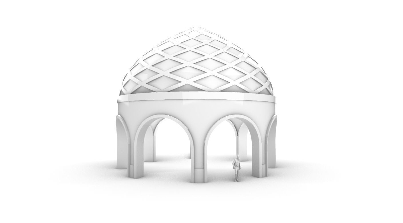 Dome Temple Diamond Pattern 3D model_57