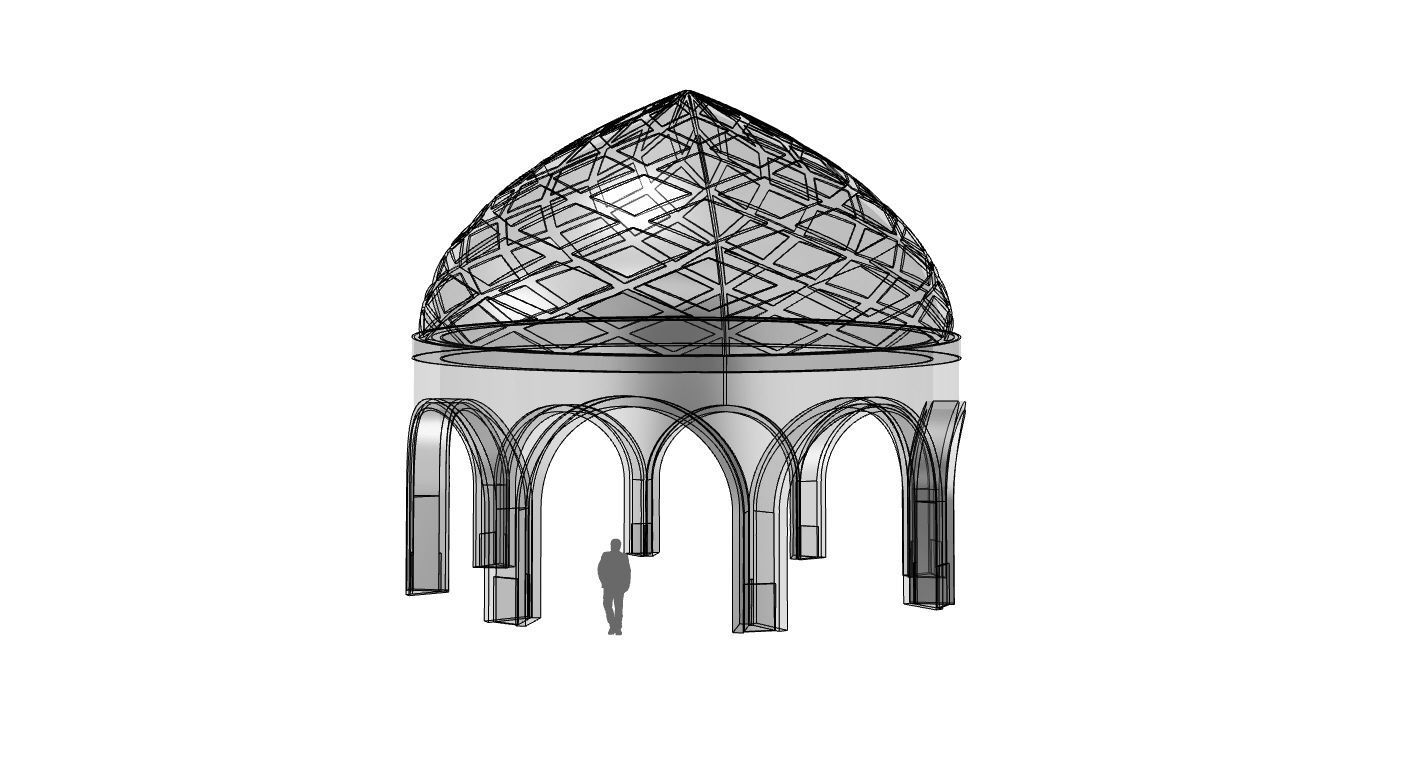 Dome Temple Diamond Pattern 3D model_4