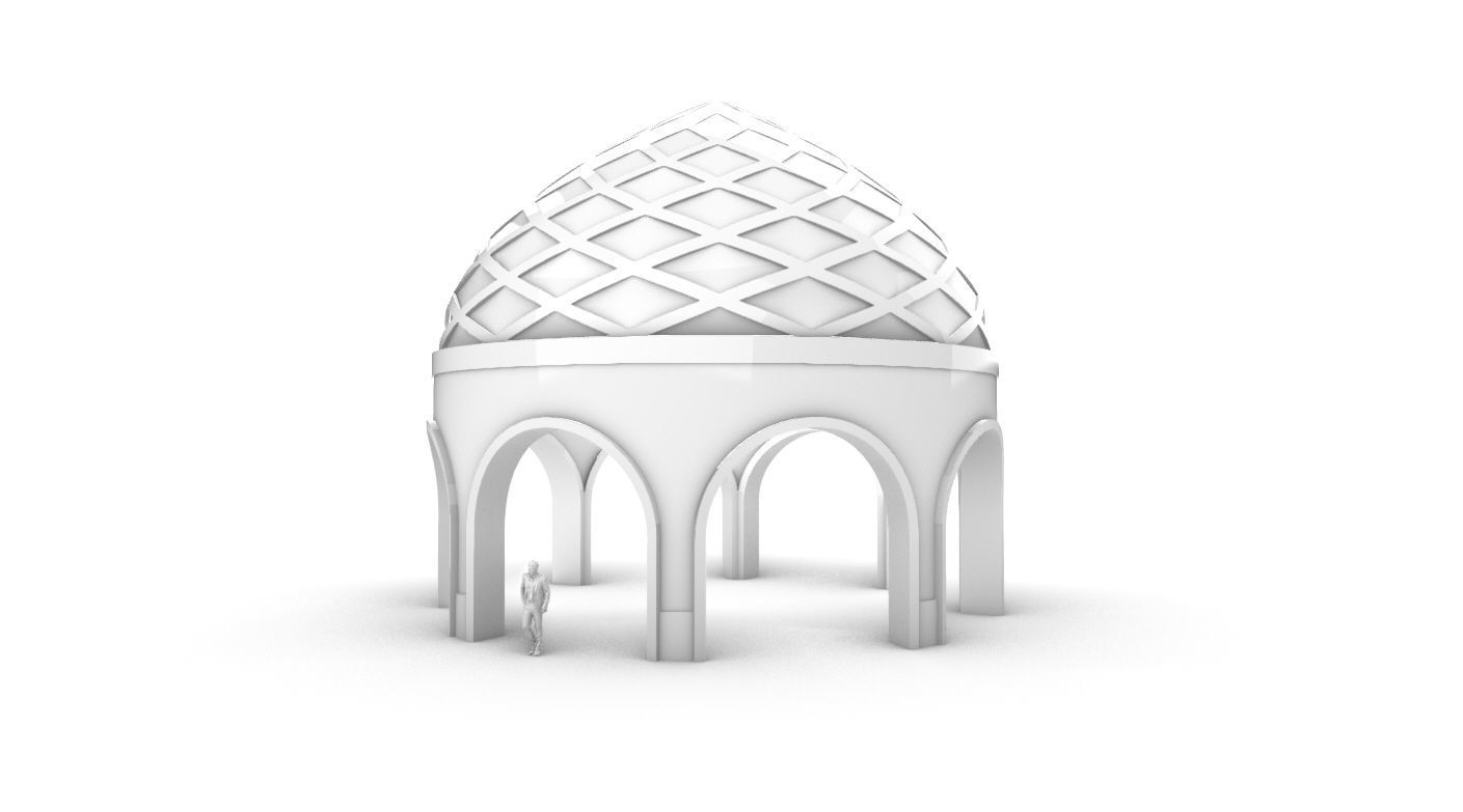 Dome Temple Diamond Pattern 3D model_6