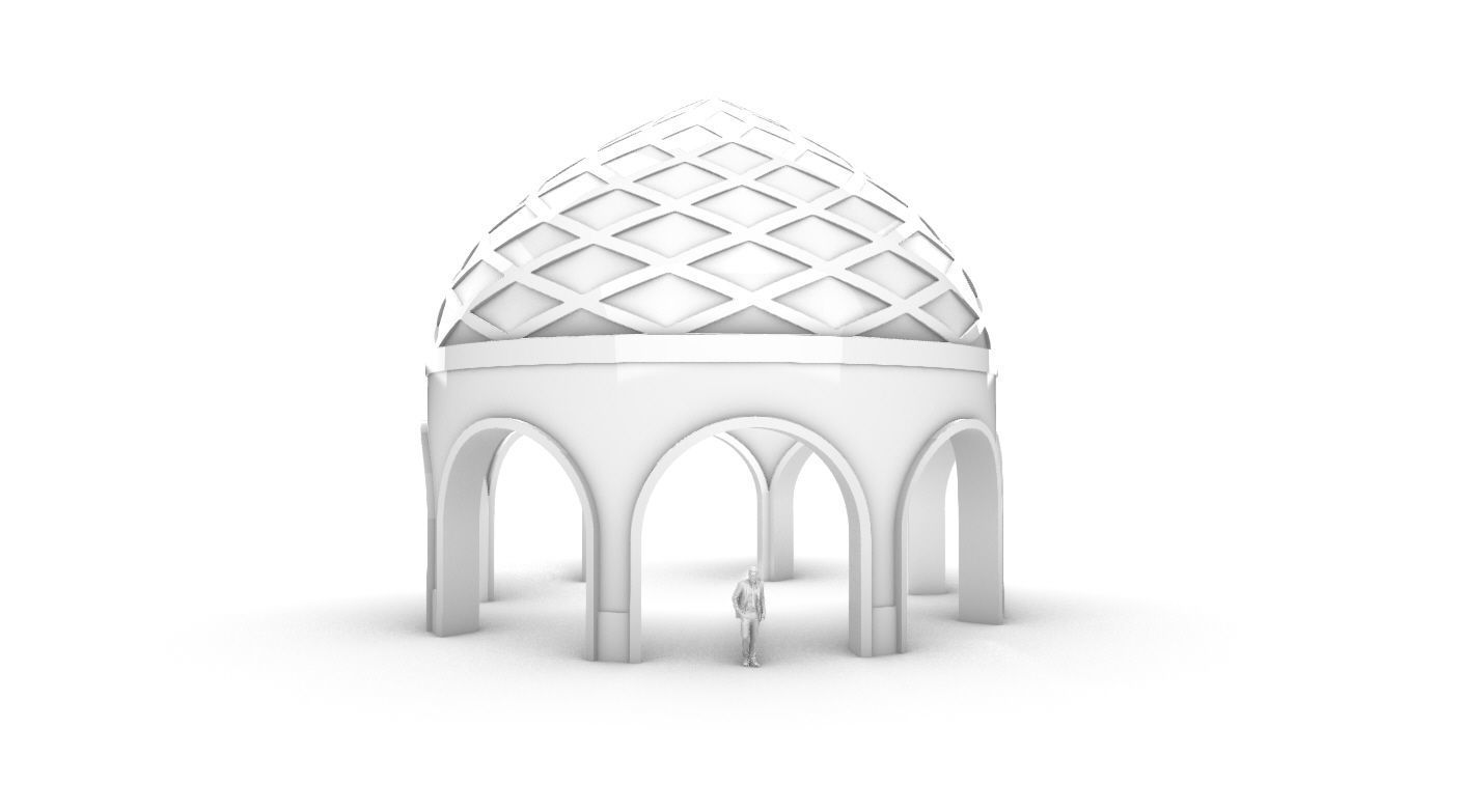 Dome Temple Diamond Pattern 3D model_60