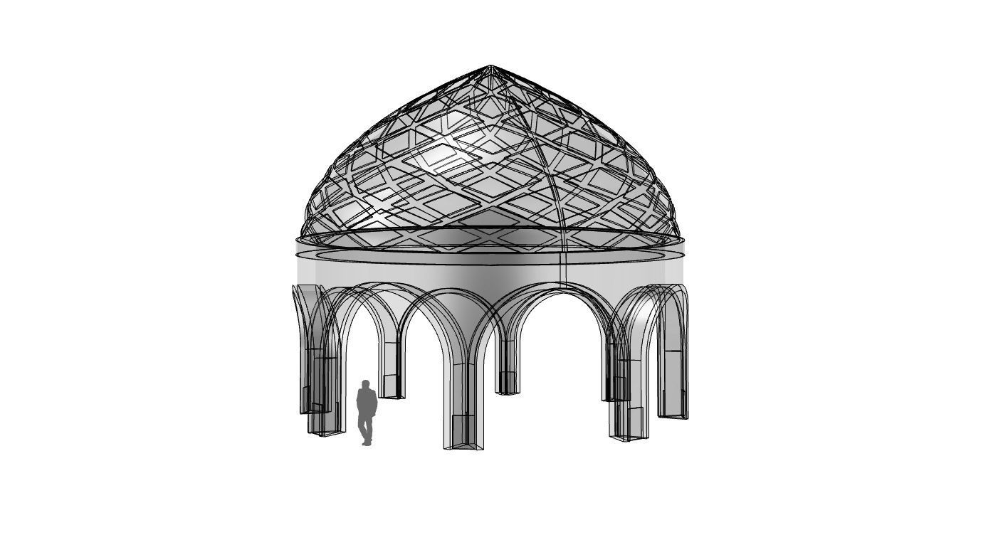 Dome Temple Diamond Pattern 3D model_7