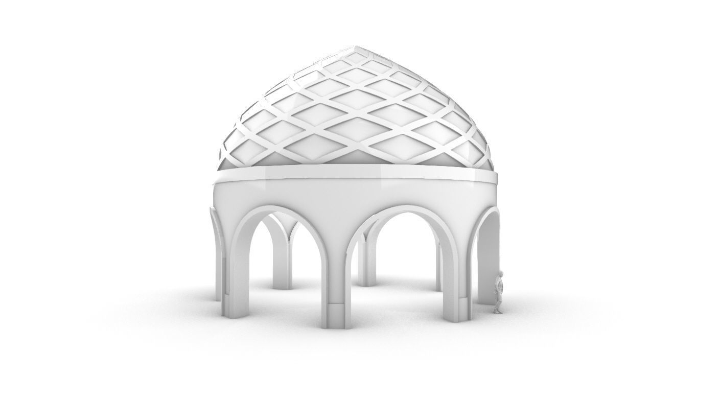 Dome Temple Diamond Pattern 3D model_51