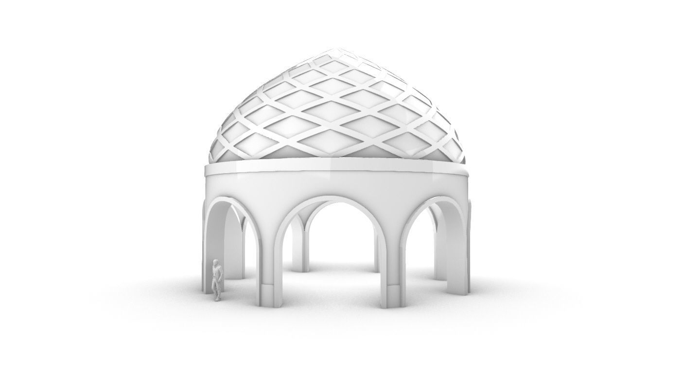 Dome Temple Diamond Pattern 3D model_9