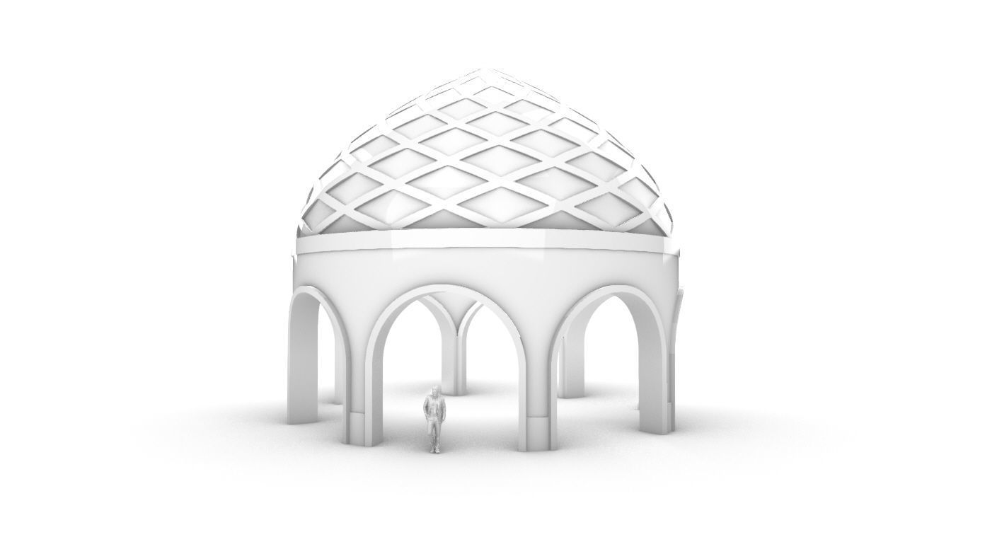 Dome Temple Diamond Pattern 3D model_3