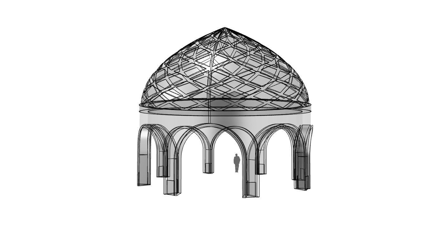 Dome Temple Diamond Pattern 3D model_34