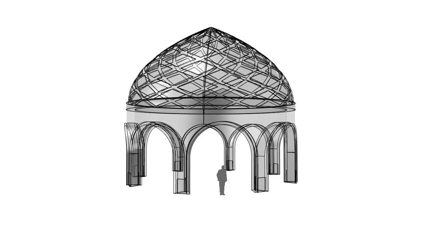 Dome Temple Diamond Pattern 3D model_61