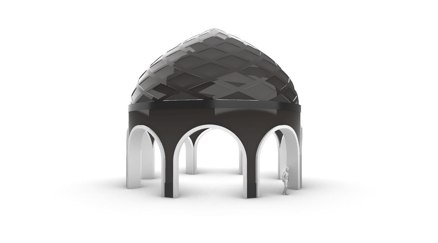 Dome Temple Diamond Pattern 3D model_53