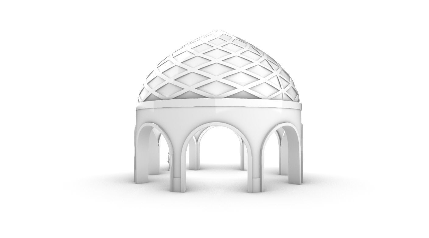 Dome Temple Diamond Pattern 3D model_24