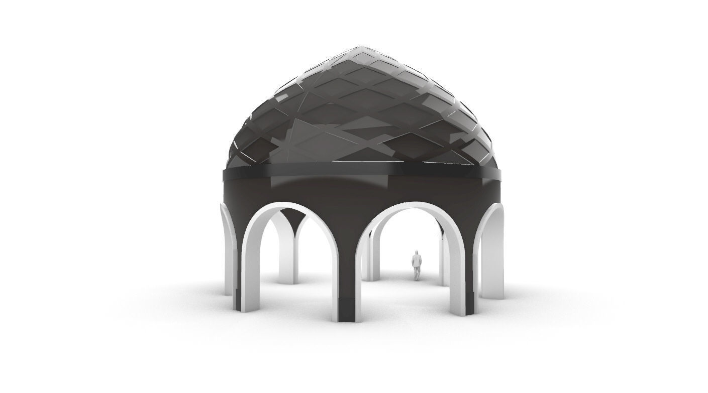 Dome Temple Diamond Pattern 3D model_35
