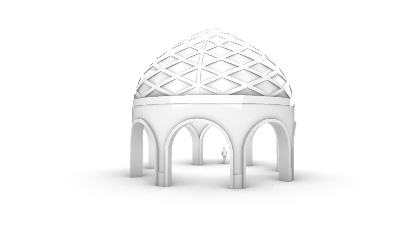 Dome Temple Diamond Pattern 3D model_33