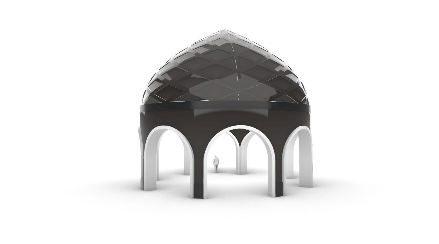 Dome Temple Diamond Pattern 3D model_29
