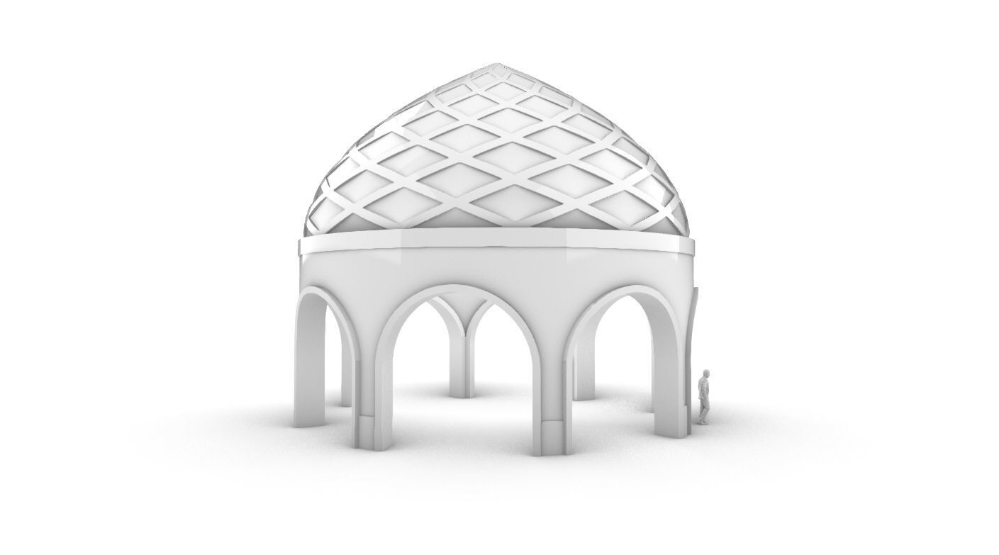 Dome Temple Diamond Pattern 3D model_48