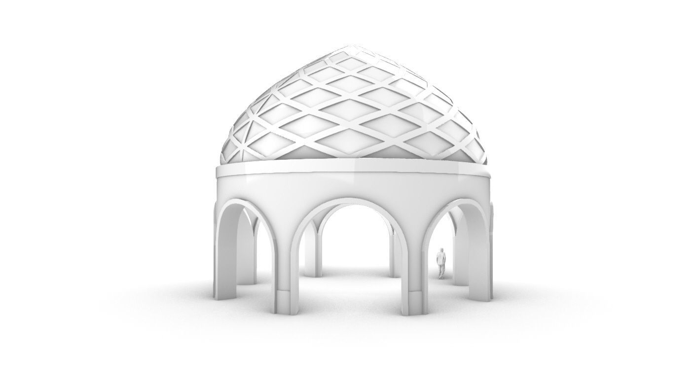 Dome Temple Diamond Pattern 3D model_39