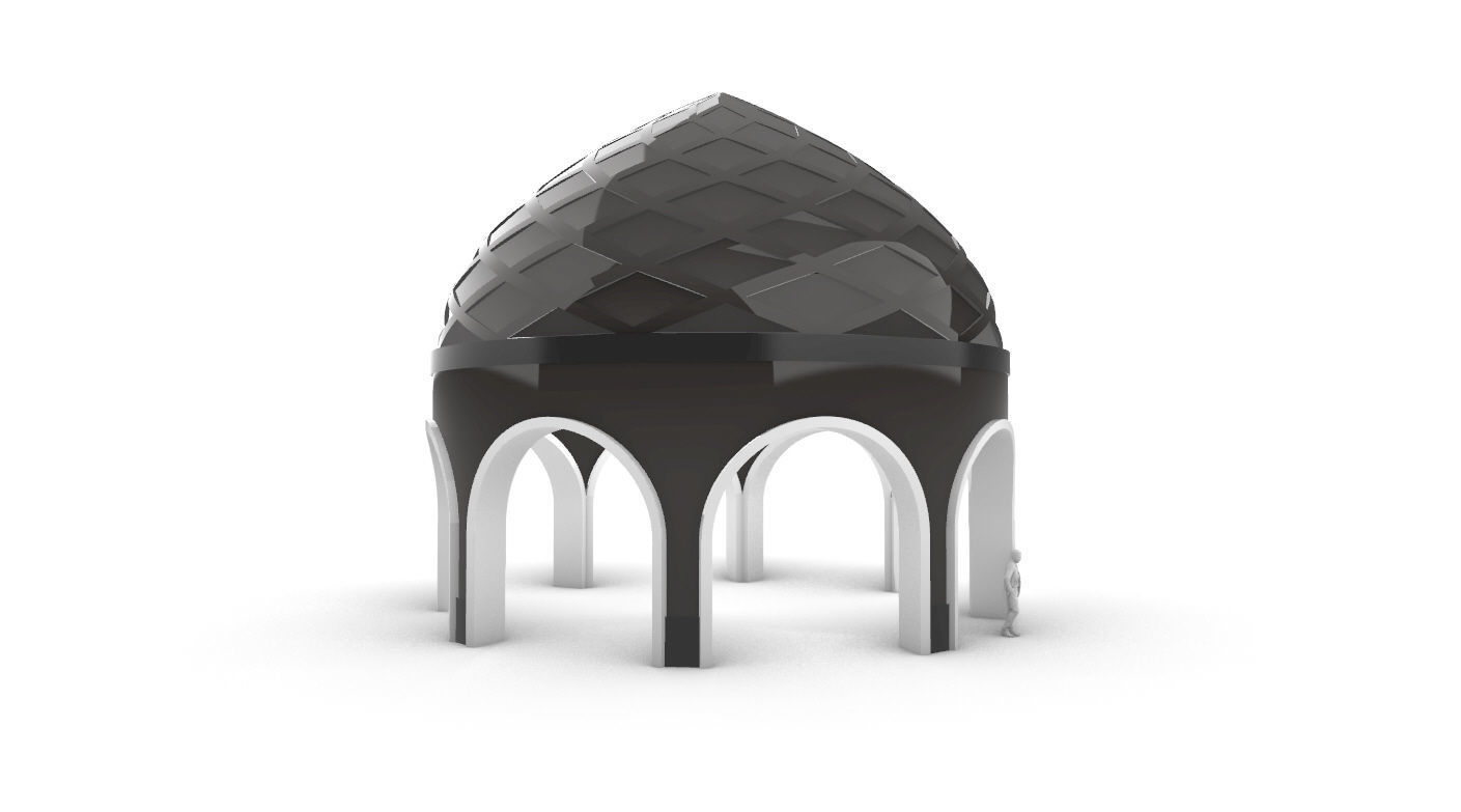 Dome Temple Diamond Pattern 3D model_50