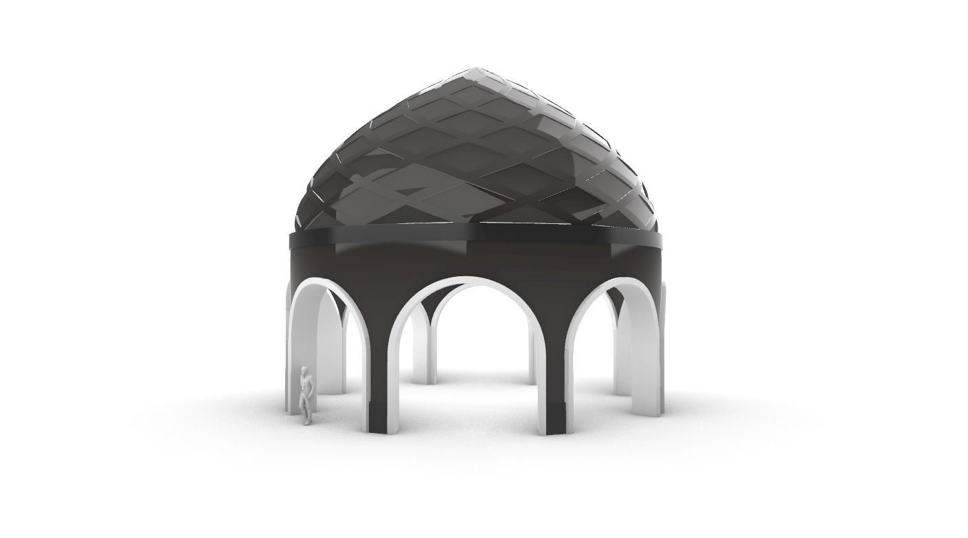 Dome Temple Diamond Pattern 3D model_8