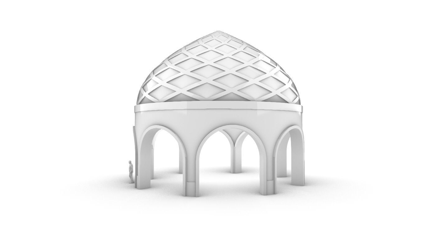 Dome Temple Diamond Pattern 3D model_15