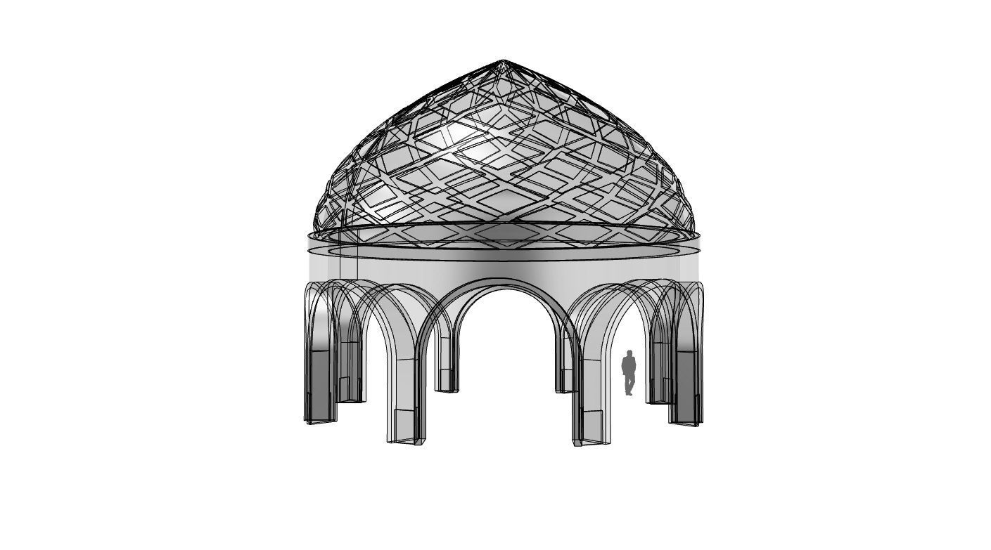 Dome Temple Diamond Pattern 3D model_40
