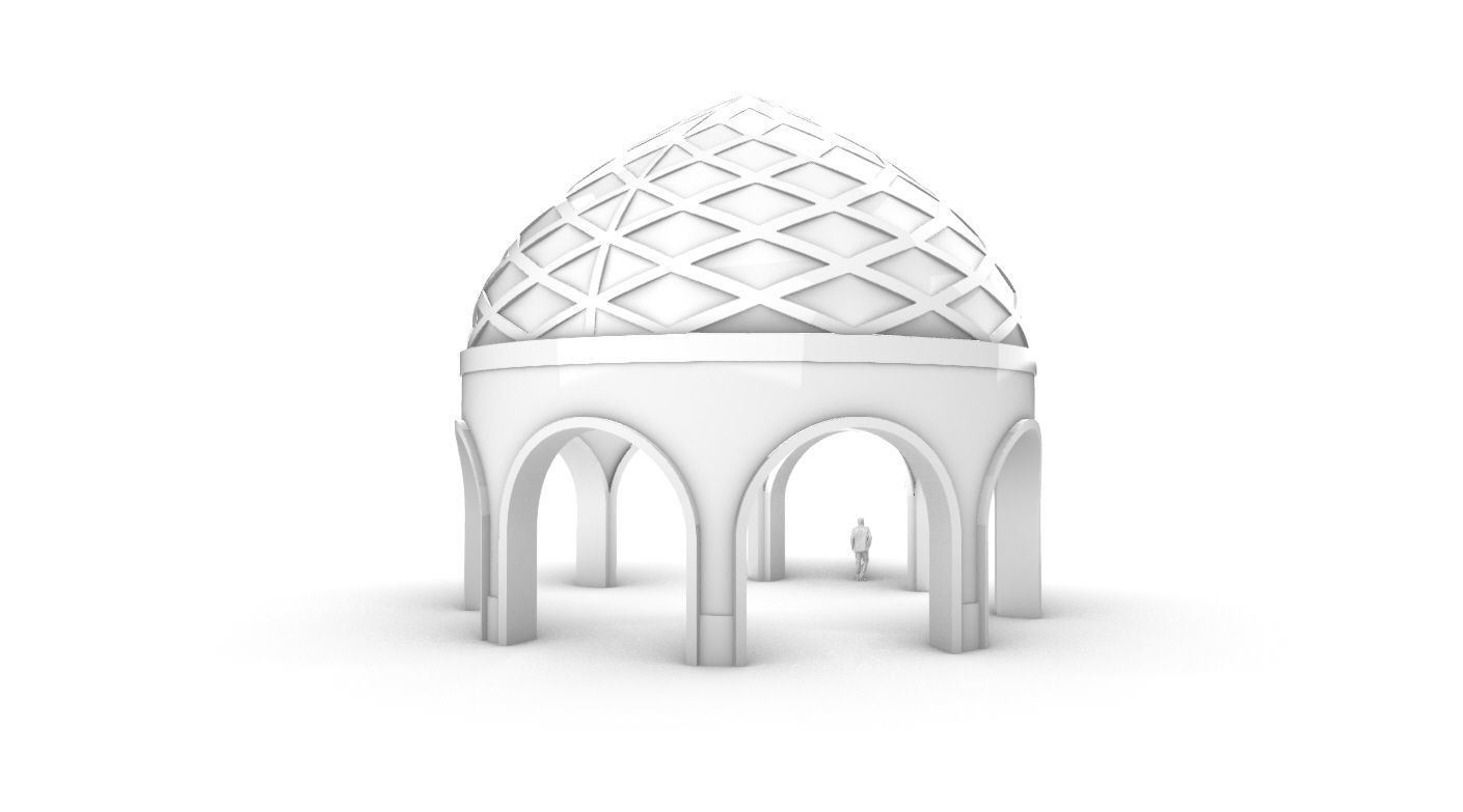 Dome Temple Diamond Pattern 3D model_36