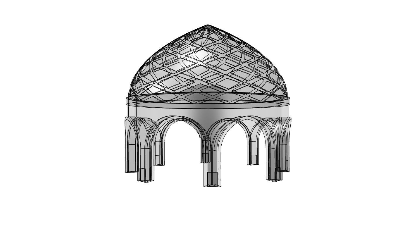 Dome Temple Diamond Pattern 3D model_43