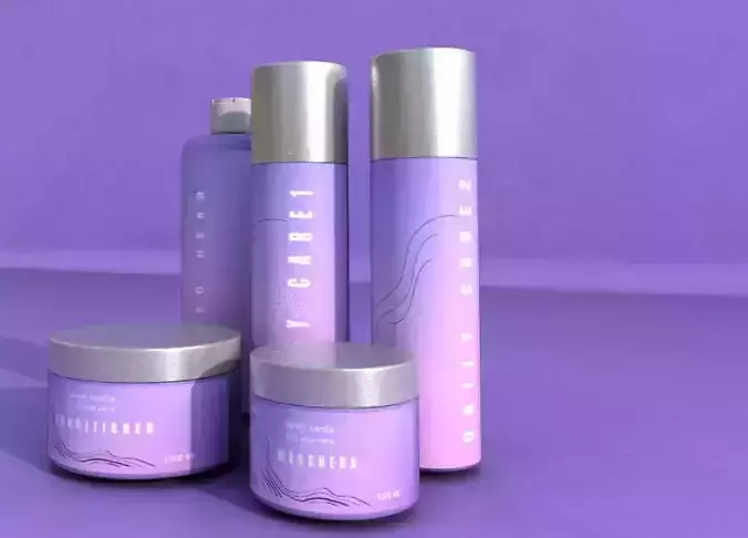 Hair Care Set 3D Model  Premium Cosmetic  Mockup Ready
